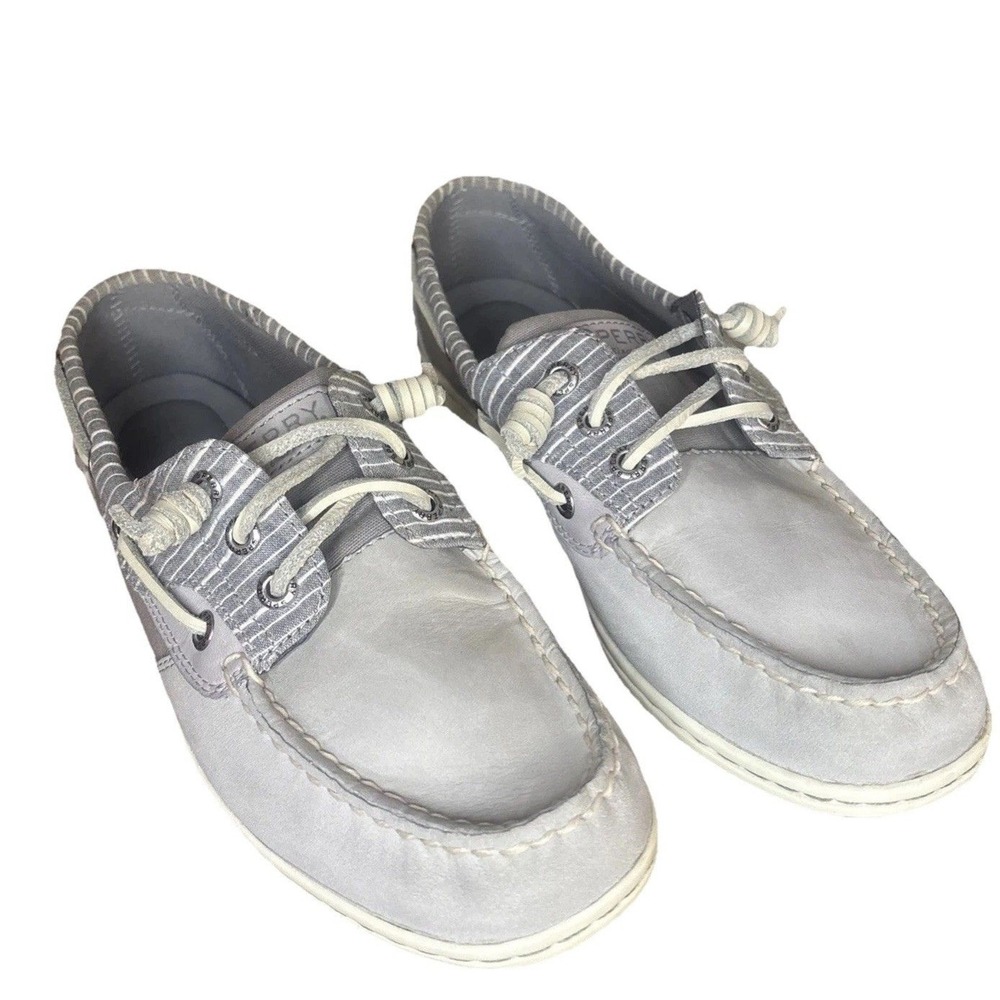 Sperry's Women's Gray‎ Slip On Boat Shoes With Stripe Accent Design. Size 7.5